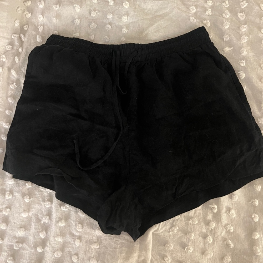 Cotton On Black High Waisted Linen Shorts